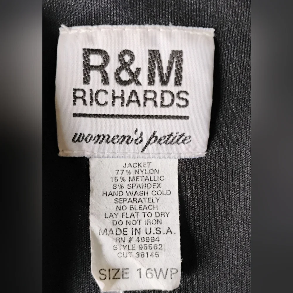 R & M Richards Vintage Black and Silver Sparkling Women's Cardigan Sz 16WP